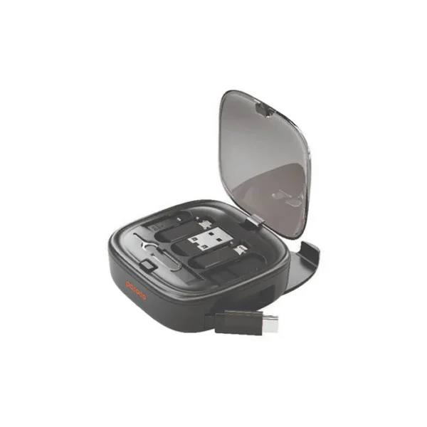 باکس کابل شارژ مدل PD-6N1CK60W-BK برند PORODO پورودو مشکی - استند موبایل - 60W