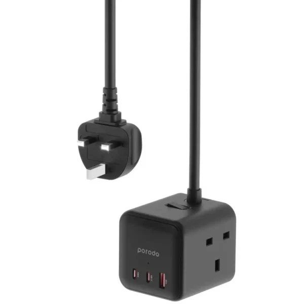 شارژر کابلی مدل PD-FWCH017-BK برند PORODO پورودو مشکی - متراژ 2 - 65W - گارانتی امپراطور
