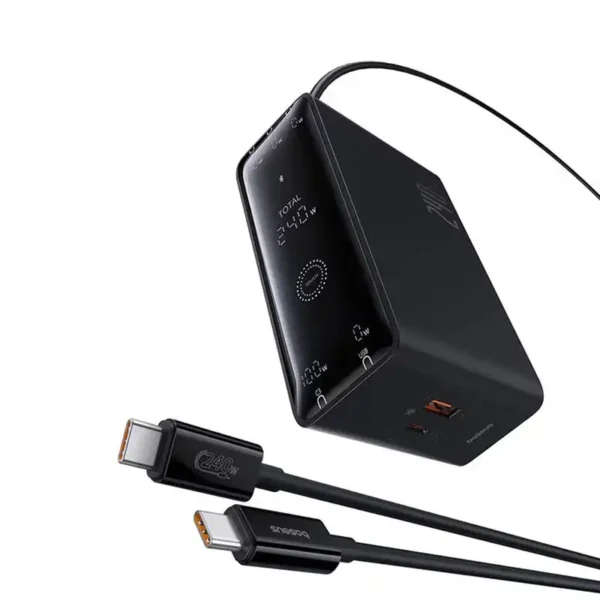 شارژر مدل DIGITAL GAN برند BASEUS بیسوس مشکی - 240W - USB&TYPE C -