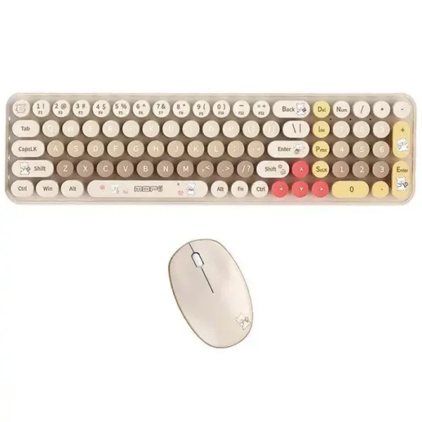 کیبورد و موس بیسیم مدل BABY BEAR برند MOFII کرمی - فانتزی - 600 گرم - گارانتی سریر سرویس