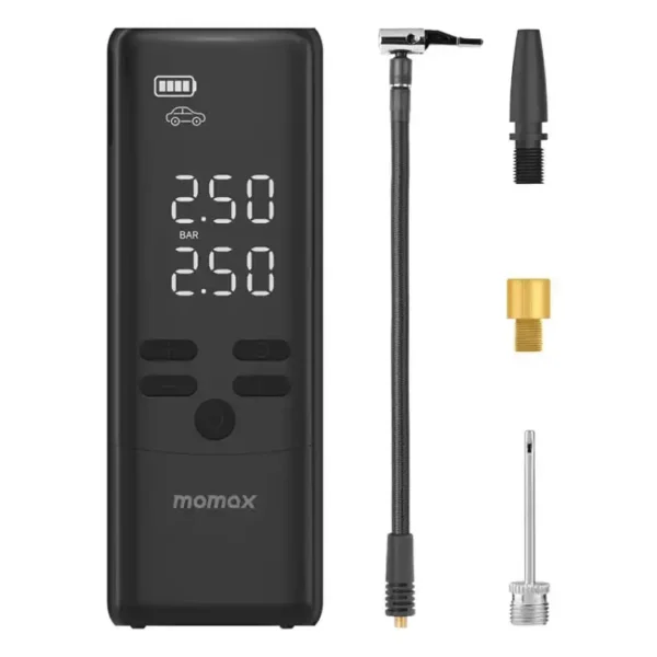 پمپ باد ماشین  مدل CR16 برند MOMAX  - 4 NOZZLES - مشکی - LED