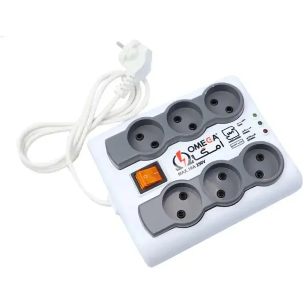 محافظ برق 6 خانه مدل P-6000 برند OMEGA امگا متراژ 1.5 -