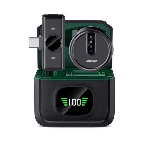 میکروفون بیسیم مدل GM-88X برند GREEN LION گرین لاین مشکی - تک کاربره - TYPE C - WORKING 7H