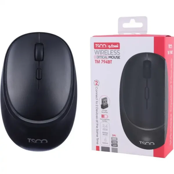 موس بیسیم مدل TM 794 BT برند TSCO تسکو مشکی - شارژی - گارانتی توسن سیستم