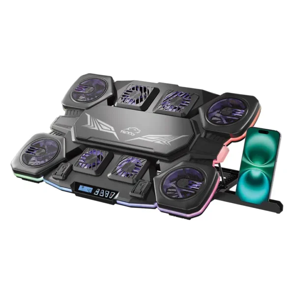 کول پد گیمینگ مدل GCLP 3154 برند TSCO تسکو-نور پردازی RGB با 10 حالت-تا سایز 19 اینچ-8 فن-تنظیم ارتفاع-گارانتی توسن سیستم