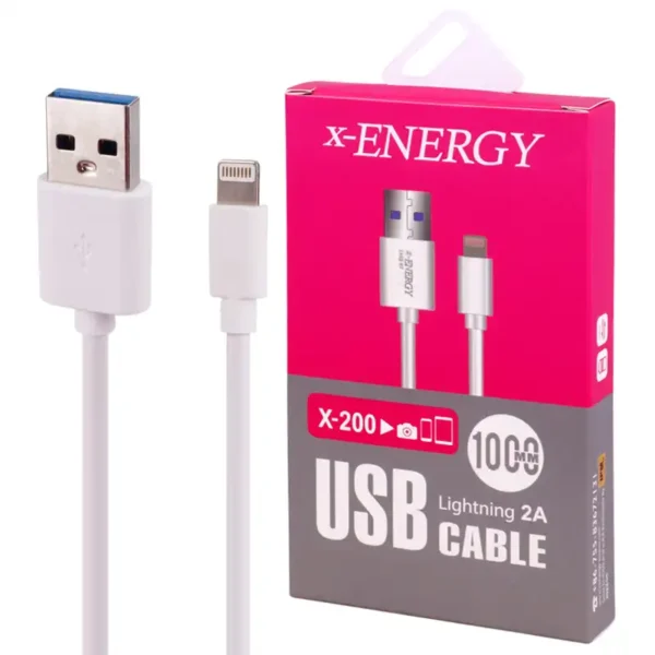 کابل شارژ LIGHTNING مدل X-200 برند X-ENERGY  متراژ 1 - گارانتی IPM