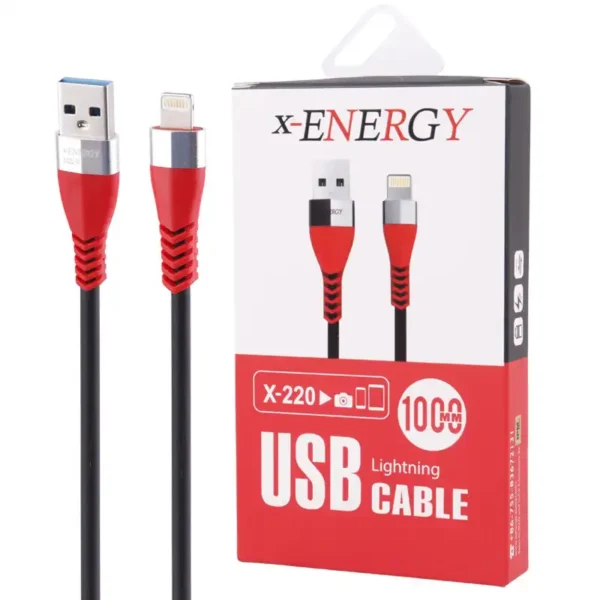 کابل شارژ LIGHTNING مدل X-220 برند X-ENERGY  متراژ 1 - گارانتی IPM