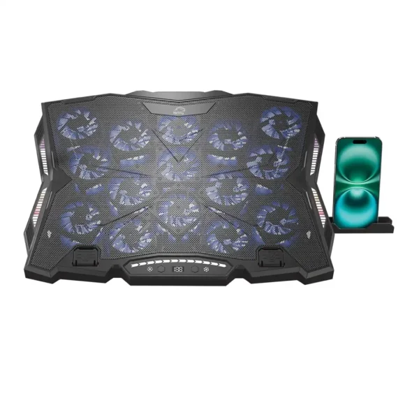 کول پد گیمینگ مدل GCLP3143 برند TSCO تسکو-مناسب تا 19 اینچ-نمایشگر دیجیتال- 15 فن - تنظیم ارتفاع - مشکی - گارانتی توسن سیستم