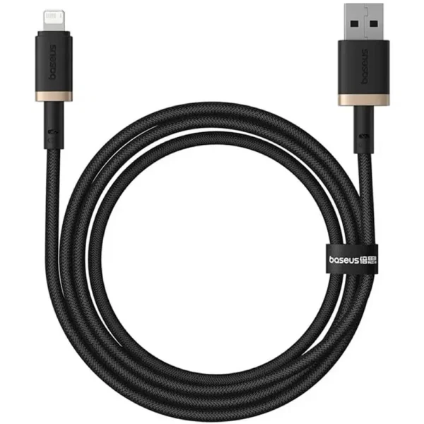 کابل شارژ LIGHTNING مدل DURA برند BASEUS بیسوس مشکی - کنفی - متراژ 1 - 2.4A