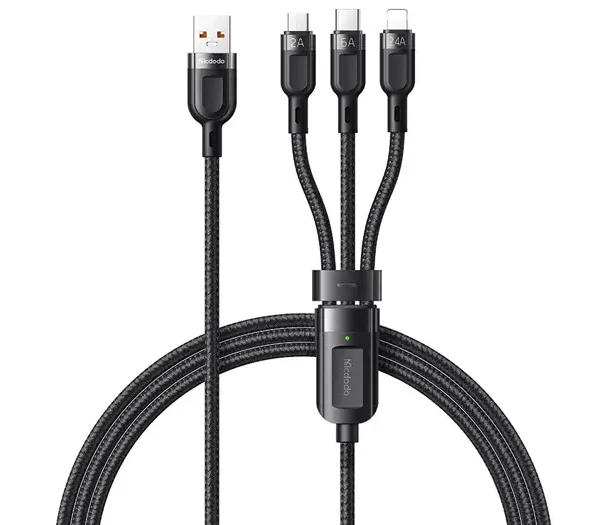 کابل شارژ TYPE C&LIGHTNING&MICRO مدل CA0930 برند MCDODO مشکی - کنفی - متراژ 1.2 - 65W