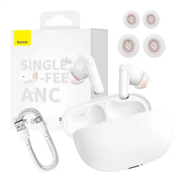ایرپاد مدل BOWIE MZ10 برند BASEUS بیسوس - سفید ANC - BT V5.2 - MAH 400 - گارانتی آونگ