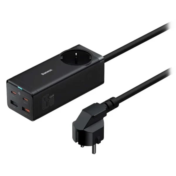 هاب شارژ مدل GAN 3 PRO (CCGAN65-1ACE) برند BASEUS بیسوس - مشکی - AC TYPE C*2 - USB*2 - 65W - گارانتی آونگ