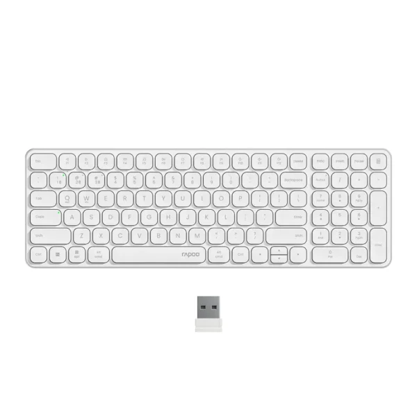 کیبورد بیسیم+بلوتوث مدل E9350L برند rAPOO رپو رنگ سفید+شارژی+گارانتی پانا