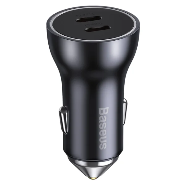 شارژر فندکی مدل GOLDEN (CCJDZ-FC) برند BASEUS بیسوس - نقره ای TYPE C*2 - 60W - گارانتی آونگ