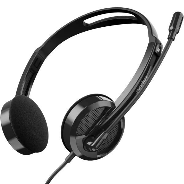 هدست سیم دار مدل H102 برند RAPOO رپو  رنگ مشکی-دو فیش AUX-گارانتی پانا