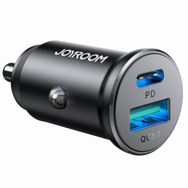 شارژر فندکی مدل JR-CCN05 برند JOYROOM جویروم مشکی - USB*1 - TYPE C*1 - 30W