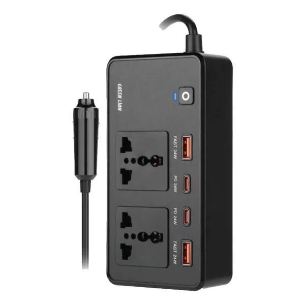 اینورتر مدل GC-200 برند GREEN LION گرین لاین  مشکی - USB*2 - TYPEC *2 - 200W