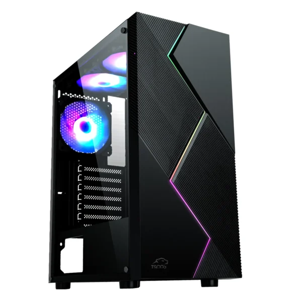 قاب کیس گیم مدل GC4501 برند TSCO تسکو+ رنگ مشکی+پنل شیشه ای-فن ARGB + نوار RGB قابل تنظیم گارانتی توسن سیستم