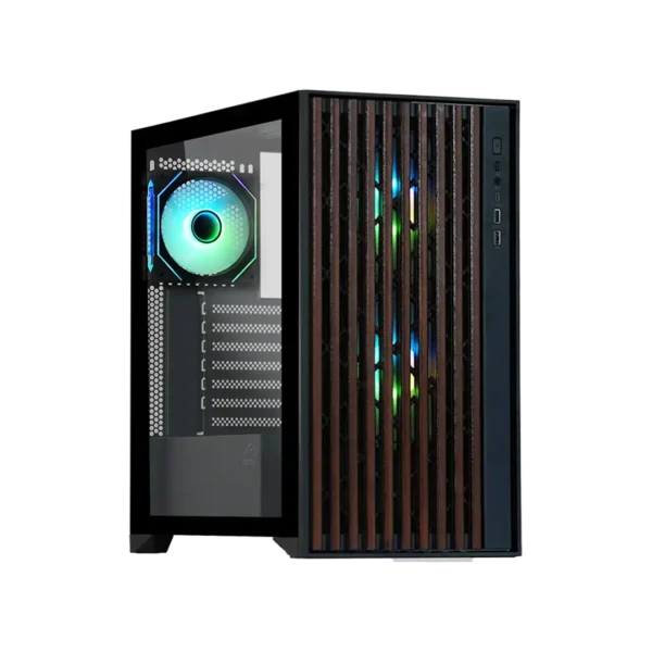 قاب کیس گیم مدل GC4512 برند TSCO تسکو رنگ مشکی-پنل جلویی چوبی- بدنه فولادی- 3 فن ARGB-گارانتی توسن سیستم