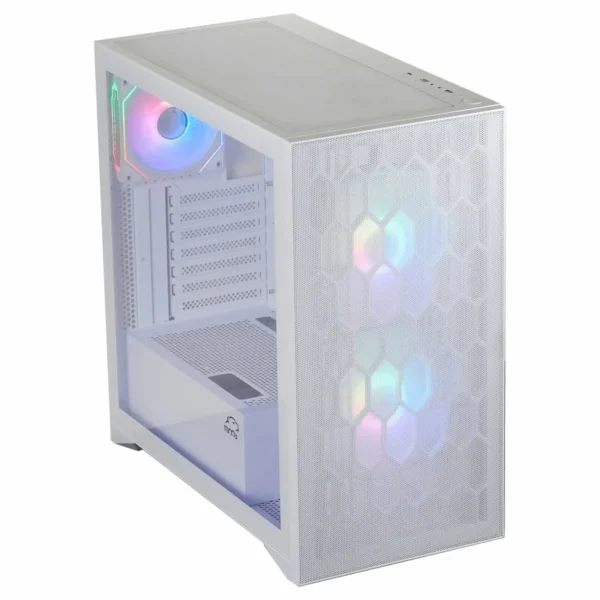 قاب کیس گیمینگ مدل GC4508 برند TSCO تسکو -رنگ سفید-پنل جلویی مش فلزی-3 فن ARG -درب شیشه ای-گارانتی توسن سیستم