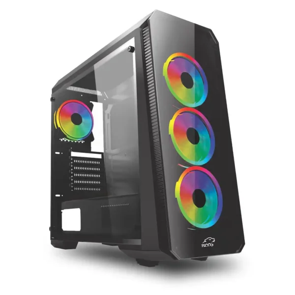 قاب کیس گیم مدل GC4490 برند TSCO تسکو رنگ مشکی-درب شیشه ای-دارای 4 فن از پیش نصب‌شده با  نورپردازی ARGB-گارانتی توسن سیستم