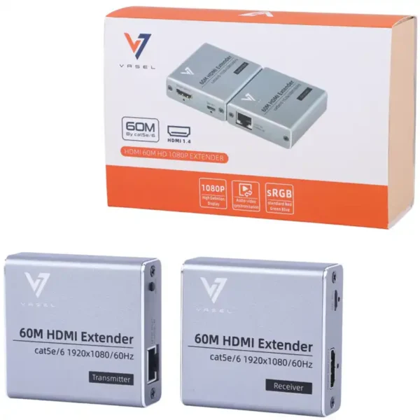 توسعه دهنده HDMI تحت شبکه مدل VSL-HD60 برند VASEL واصل-متراژ 60 متر-60HZ -گارانتی 36 ماهه واصل