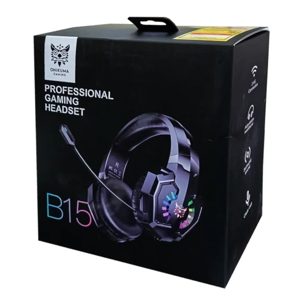 هدست بیسیم گیمینگ مدل B15 برند ONIKUMA اونیکوما -رنگ مشکی-دو حالته(دانگل USB- جک 3.5) نویز کنسلینگANC-گارانتی سریر سرویس