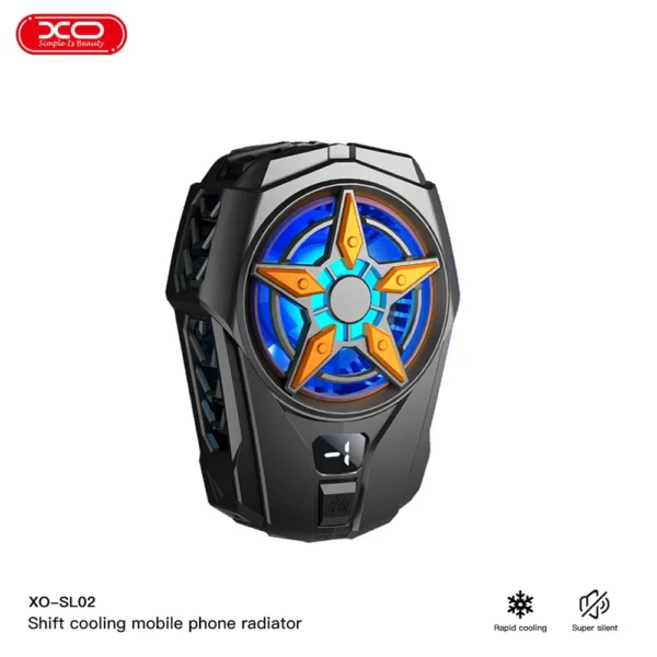 فن خنک کننده موبایل مدل SL02 برند XO ایکس او -رنگ مشکی-شارژی-RGB گارانتی تست و اصالت کالا