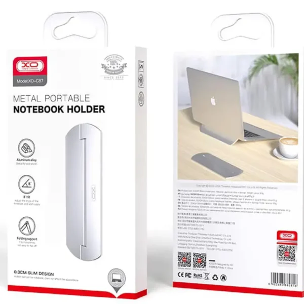 پایه نگهدارنده لپ‌تاپ مدل C87 برند XO ایکس او-رنگ نقره ای -گارانتی تست و اصالت کالا