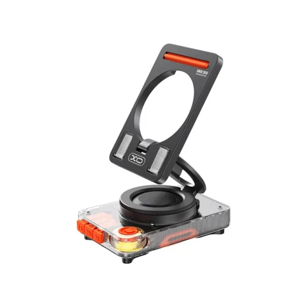 نگهدارنده موبایل رومیزی اسپیکر دار مدل F65 برند XO-رنگ مشکی-بلوتوثV5.4- گارانتی تست و اصالت کالا