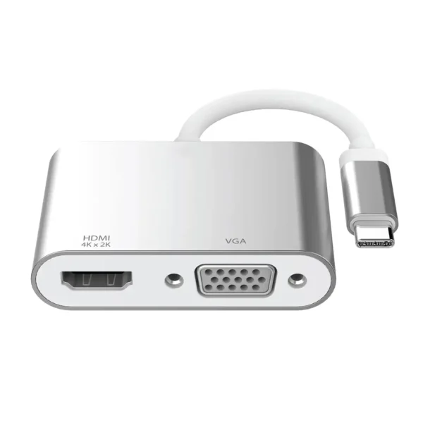 تبدیل TYPE C TO HDMI &VGA  برند IFORTECH ایفورتک  خاکستری - پک سفید