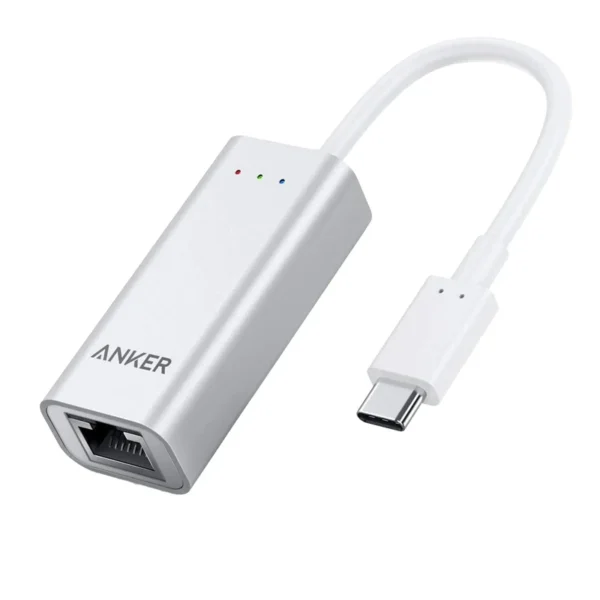 تبدیل TYPE C TO LAN مدل A8341041 برند ANKER انکر نقره ای - گارانتی ایستا