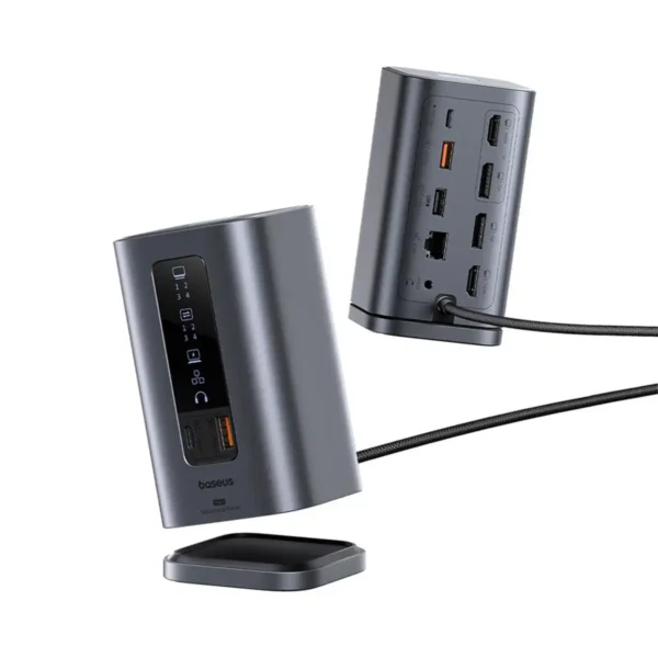 هاب TYPE C مدل EASY SCREEN OH137 برند BASEUS بیسوس - مشکی - 11 پورت HDMI - DP - TYPE C DATA - PD - LAN - گارانتی آونگ