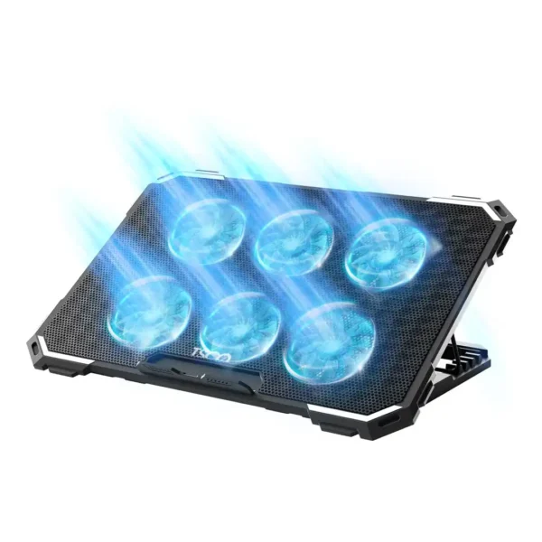 کول پد مدل TCLP3119 برند TSCO تسکو -دارای 6 حالت تنظیم ارتفاع-مناسب لپ تاپ 15.6 -رنگ مشکی-6 فن-گارانتی توسن سیستم