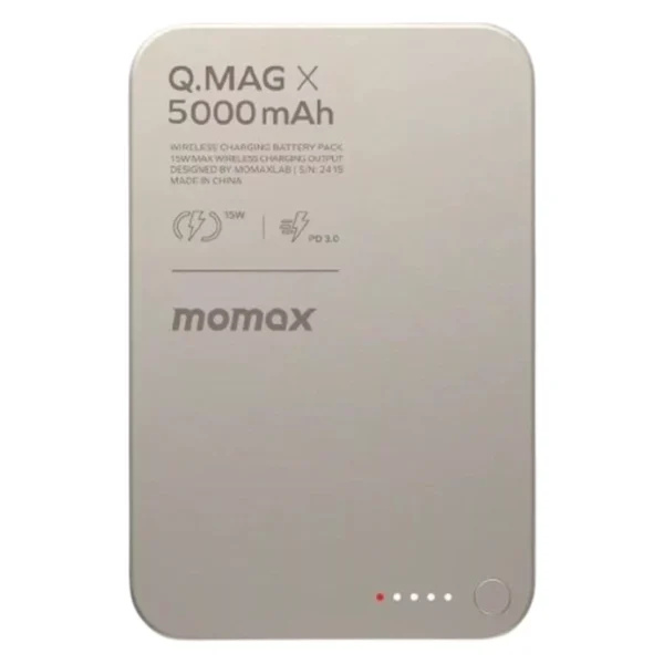 پاور بانک مدل IP116A برند MOMAX مومکس بژ - شارژ بیسیم - MAH5000 - PD20W
