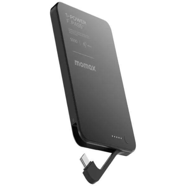 پاور بانک مدل IP157 برند MOMAX مومکس مشکی - مگنت - MAH5000 - PD20W