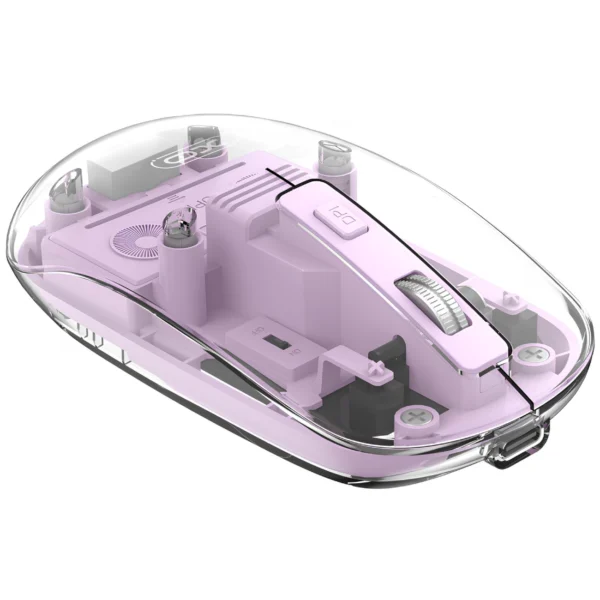 موس بیسیم مدل M12 برند XO ایکس او -دانگل+بلوتوث-شیشه ای-رنگ بنفش- گارانتی تست و اصالت کالا