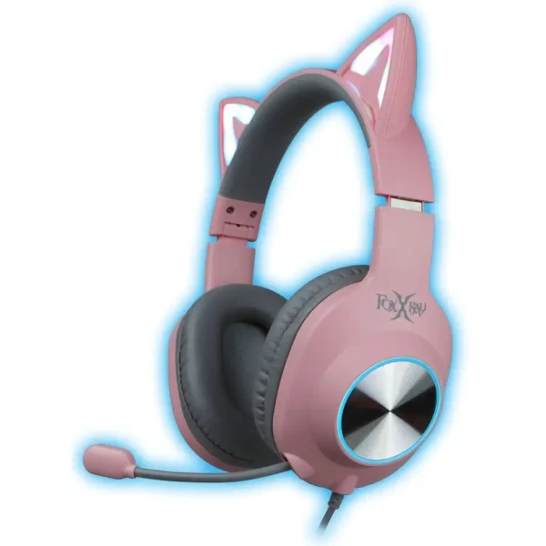 هدست سیم دار گیمینگ مدل FXR-BAL-62 برند FOXRAY فاکس ری-رنگ صورتی-جک 3.5 میلی متر- گارانتی تست و اصالت کالا