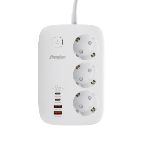 چند راهی برق مدل EPB3250W01EU برند ENERGIZER انرژایزر-رنگ سفید -گارانتی متین