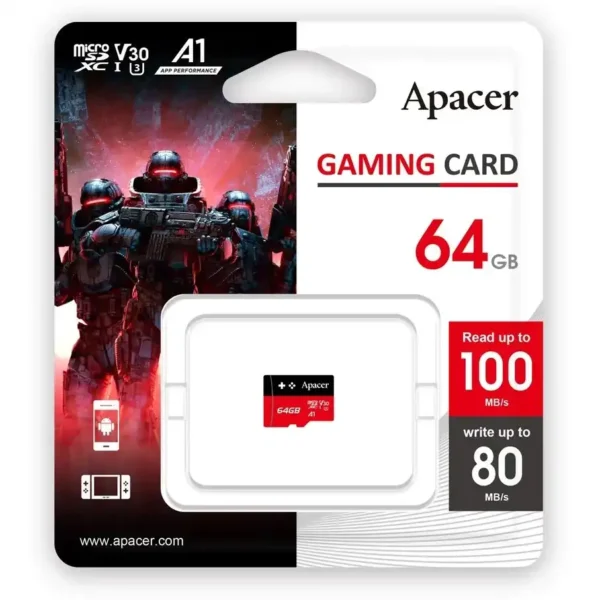 کارت حافظه MICRO SD مدل GAMING برند APACER U3 - CLASS 10 - 64GB - سرعت V30 - گارانتی متین