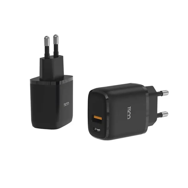 شارژر مدل TTC265 برند TSCO تسکو -رنگ مشکی-دو پورت-20 وات -گارانتی توسن سیستم